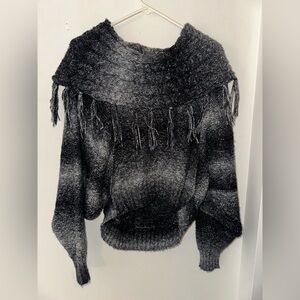Nine West Jeans‎ Women White & Gray Cowl Neck Long Sleeve Sweater Sz M See Desc.